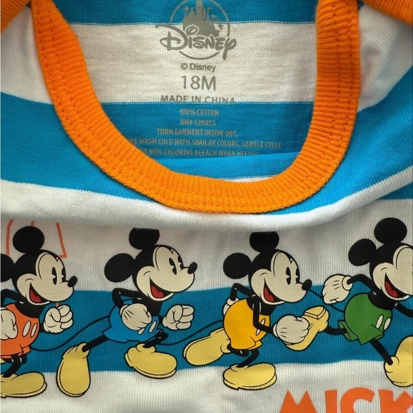 Disney Mickey Mouse Blue and White Striped Baby Onesie 18 months - Picture 3 of 3